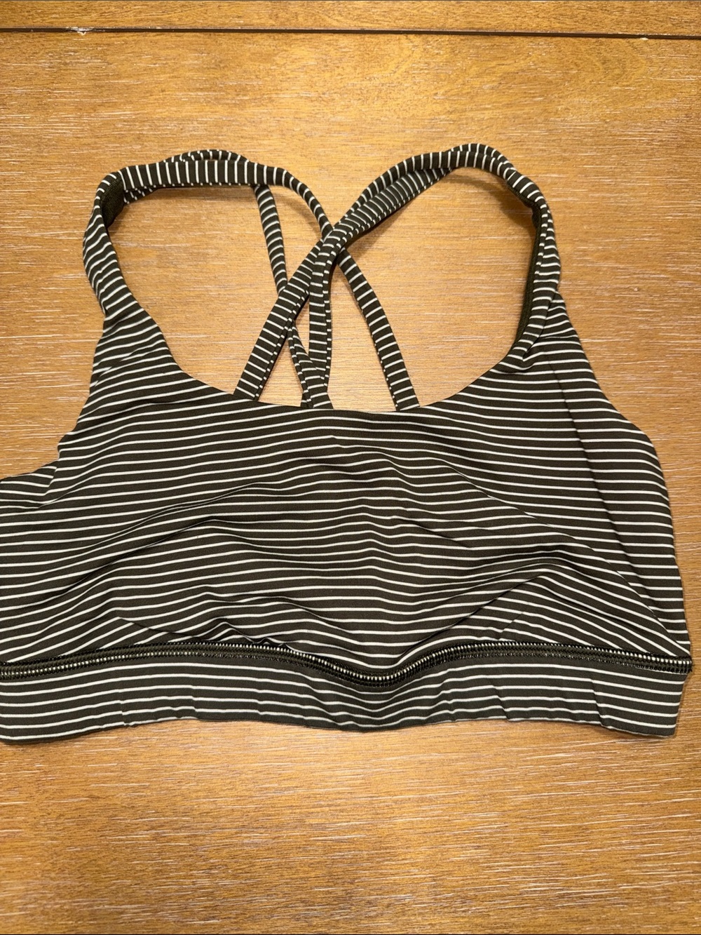 Lululemon brown and white stripe sports bra